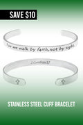 Stainless Steel "Walk By Faith" Cuff Bracelet (1 Per)
